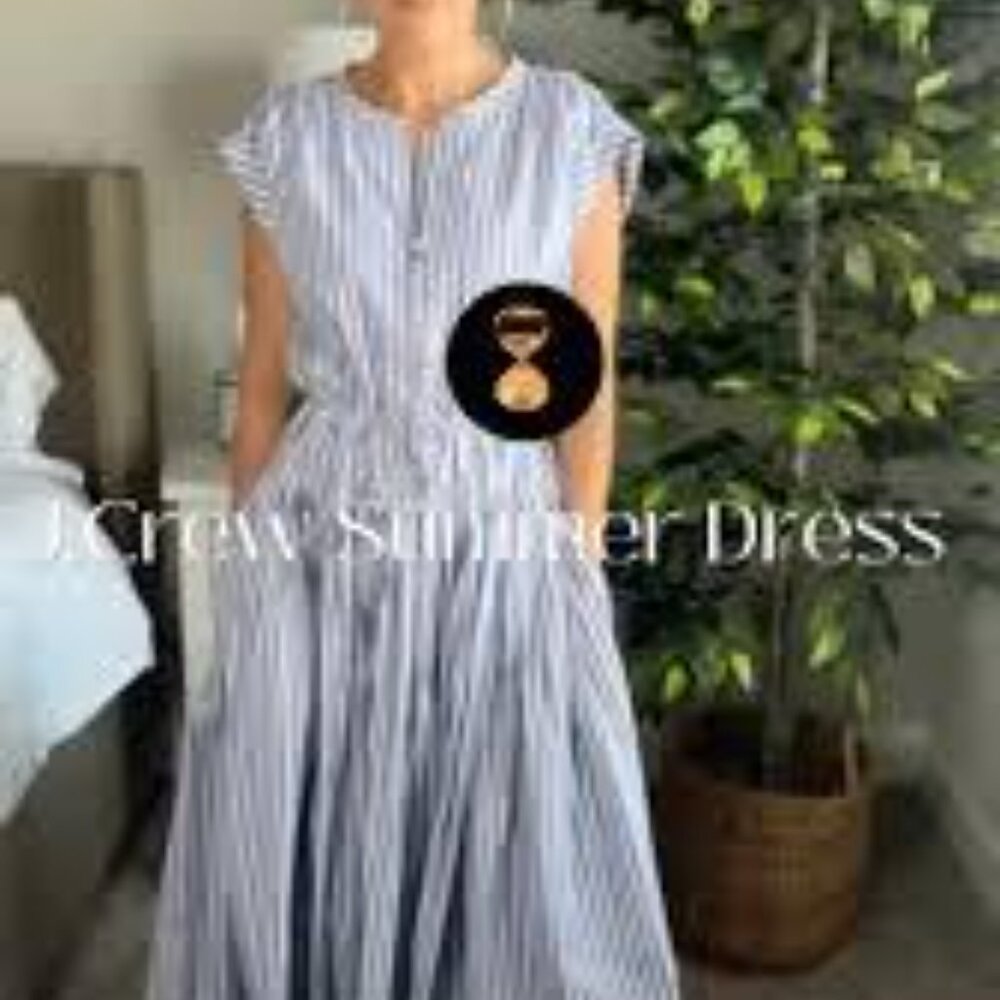 NWT J Crew poplin stripe midi dress with cinched waist and zip front - Picture 4 of 4